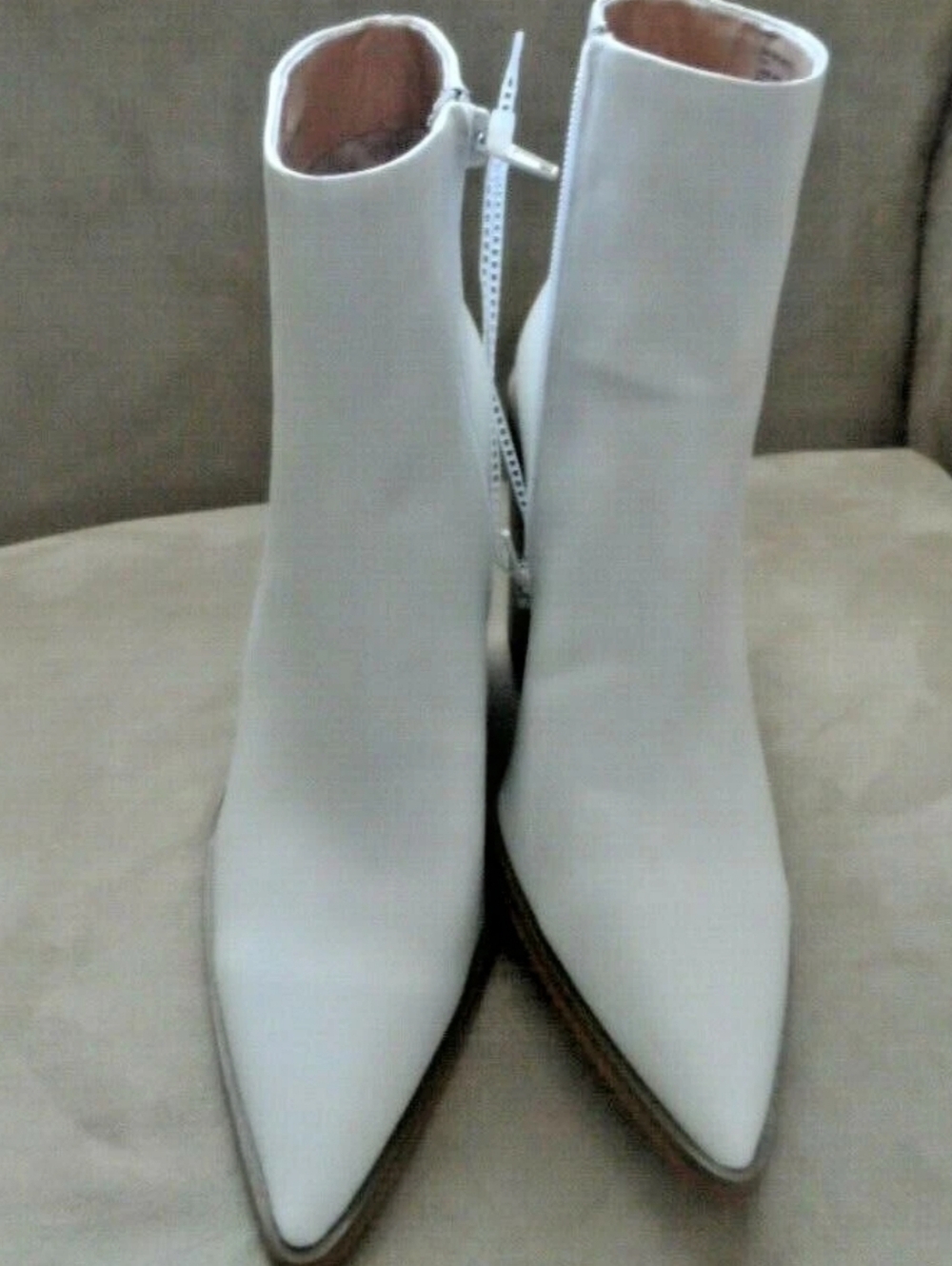 Steve Madden Charlene Leather Ankle Boots with Wooden Heel White Sz 8.5 New - Picture 6 of 13